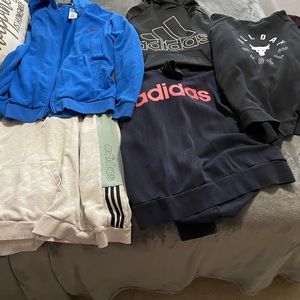 5 pc lot Adidas / under armour sweatshirts